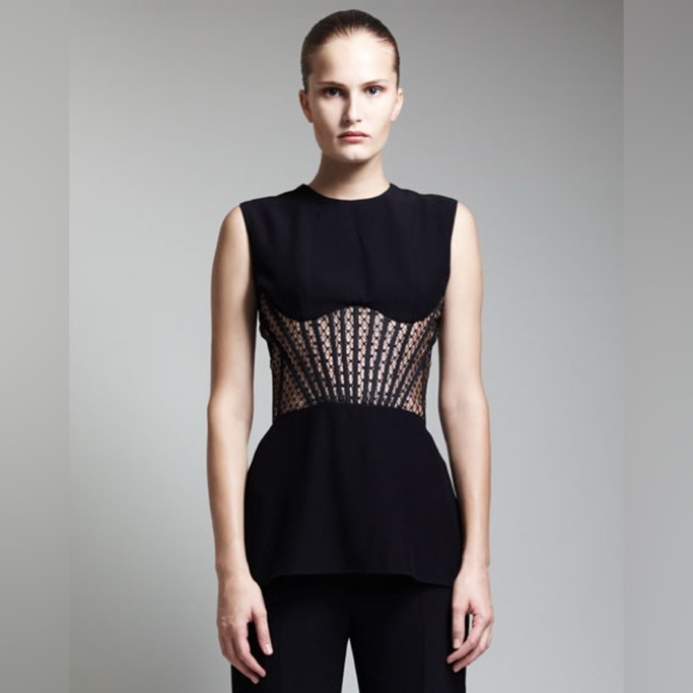 Alexander McQueen Black and Nude Corset Tunic top size IT 42/Small-Medium NWT